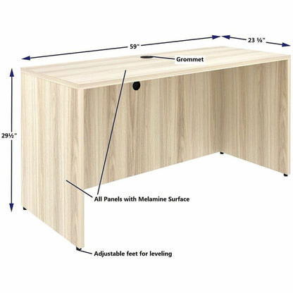Lorell Essentials Credenza Shell, 1" Thickness Table Top, 29.5" Height x 60" Width x 24" Depth, Silver Brush, Modern Elm (LLR66313)