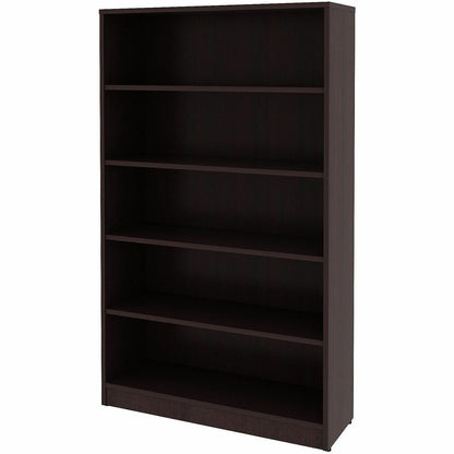 Lorell Essentials Espresso Laminate Bookcase, 36" Width x 12" Depth x 60" Height, Espresso (LLR18250)