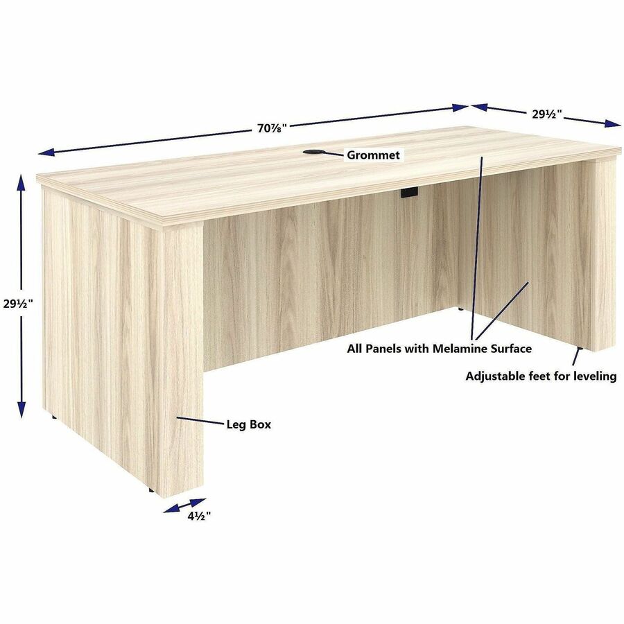 Lorell Essentials 72" Sit-to-Stand Desk Shell, 1" Thickness Table Top, 49" Height x 72" Width x 29" Depth, Modern Elm (LLR66307)