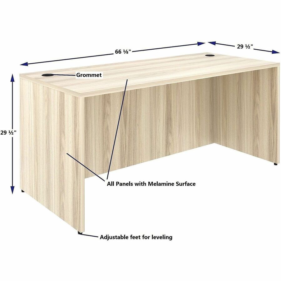 Lorell 66303 Essentials Retangular Desk Shell, Assembly Required, Modern Elm (LLR66303)