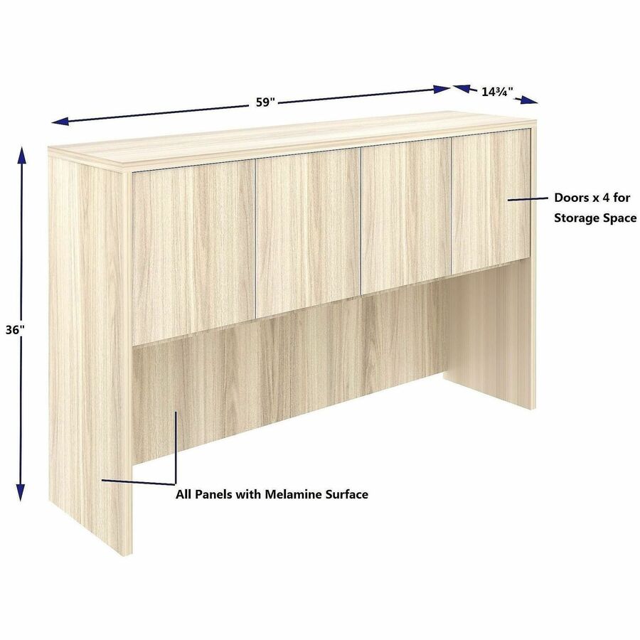 Lorell Essentials 3-Door Stack-On Hutch, 36" Height x 60" Width x 15" Depth, Modern Elm (LLR66318)