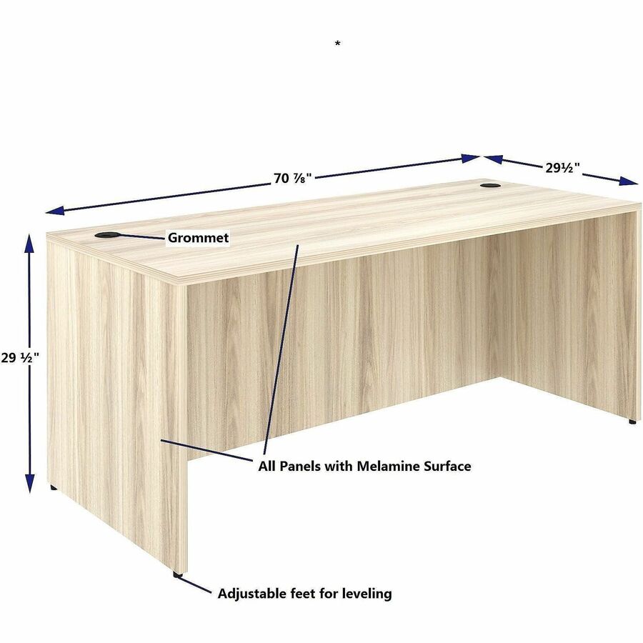 Lorell Essentials Retangular Desk Shell, 29.50" Height x 70.90" Width x 29.50" Depth, Modern Elm (LLR66302)