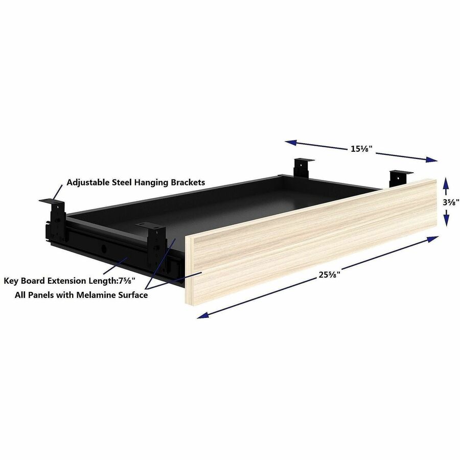 Lorell Essentials Universal Center Drawer, 5.1" Height x 16.7" Width x 28.4" Depth, Modern Elm (LLR66310)