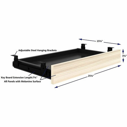 Lorell Essentials Universal Center Drawer, 5.1" Height x 16.7" Width x 28.4" Depth, Modern Elm (LLR66310)