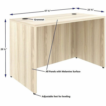 Lorell Essentials Retangular Desk Shell, Rectangle, 1" Thickness Table Top, 29.5" Height x 48" Width x 24" Depth, Modern Elm (LLR66306)