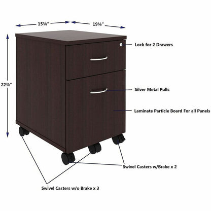 Lorell 2-Drawer Mobile File Cabinet, Espresso (LLR18247)