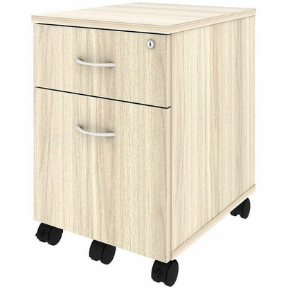 Lorell Essentials 2-Drawer Mobile Pedestal, 22.9" Height x 15.7" Width x 19.9" Depth, Modern Elm (LLR66327)