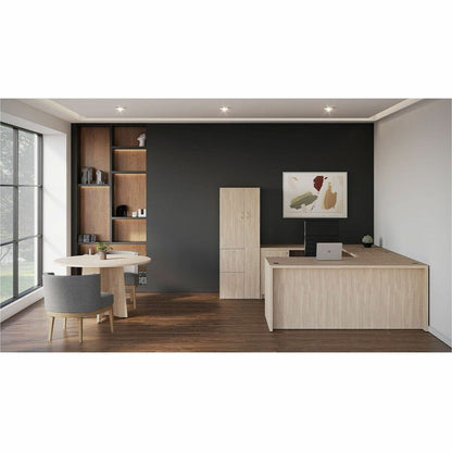 Lorell Essentials 2-Drawer Mobile Pedestal, 28.3" Height x 16" Width x 22" Depth, Modern Elm (LLR66329)
