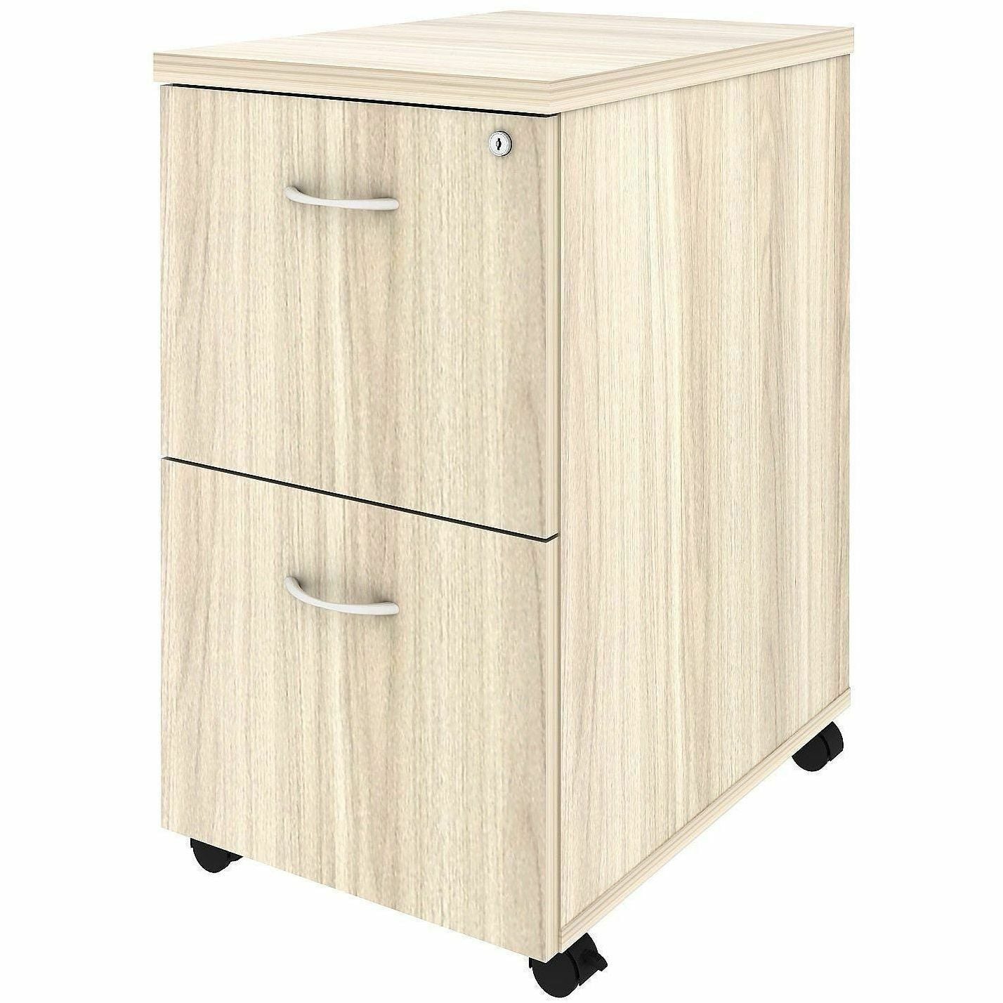 Lorell Essentials 2-Drawer Mobile Pedestal, 28.3" Height x 16" Width x 22" Depth, Modern Elm (LLR66329)