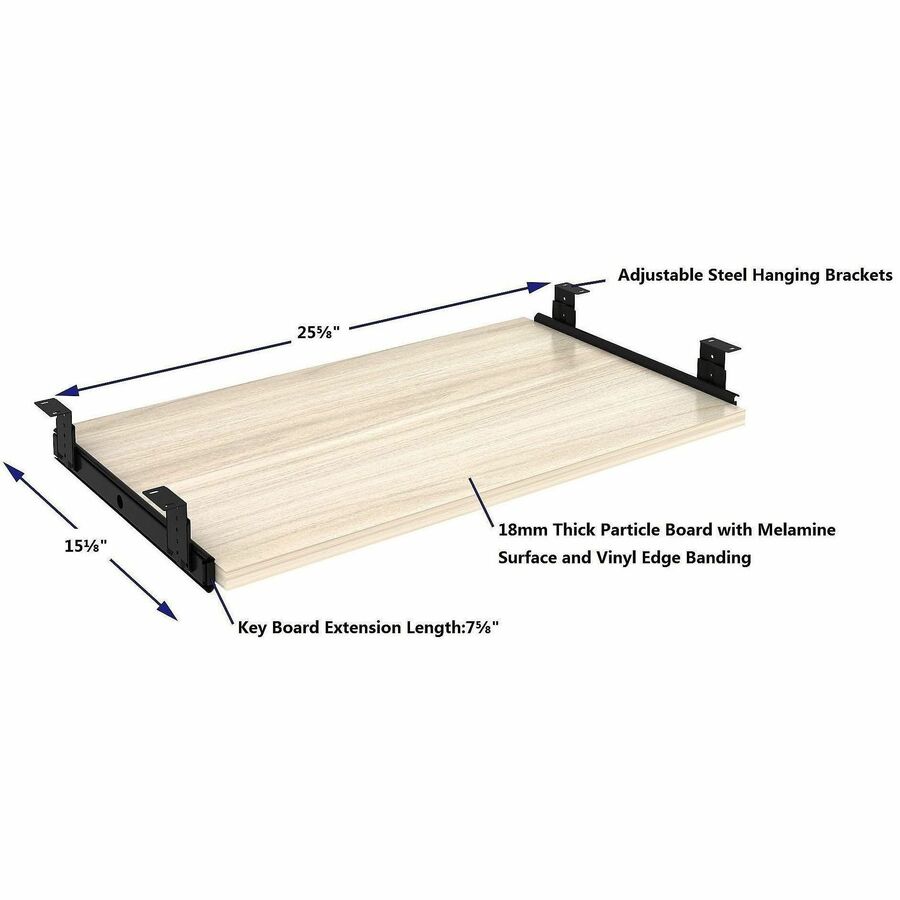 Lorell Essentials Universal Keyboard Tray, 0.7" Height x 26" Width x 15.4" Depth, Modern Elm (LLR66309)