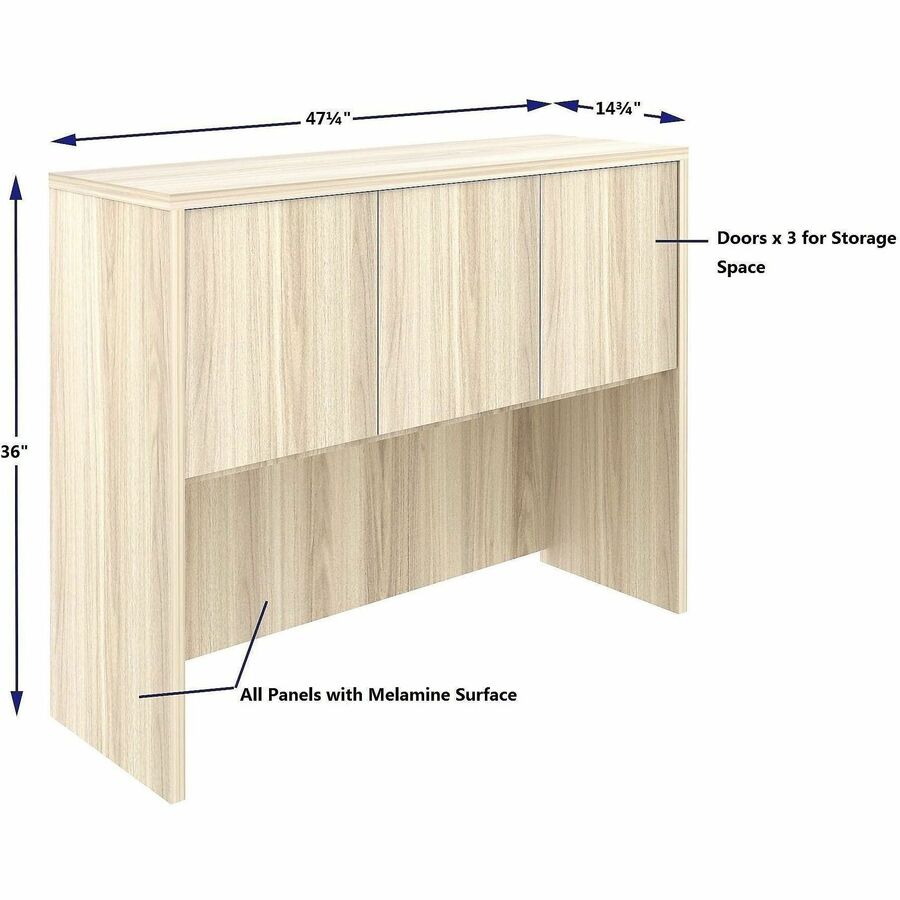 Lorell Essentials 3-Door Stack-On Hutch, 36" Height x 48" Width x 15" Depth, Modern Elm (LLR66319)