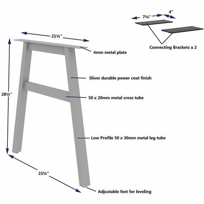 Lorell 16291 Adjustable Table Leg Bases & Returns, Silver (LLR16291)
