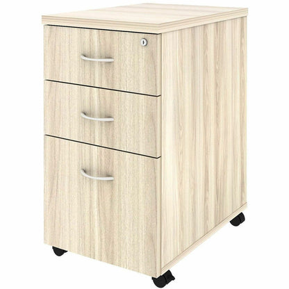 Lorell Essentials 3-Drawer Mobile Pedestal, 28.3" Height x 16" Width x 22" Depth, Modern Elm (LLR66328)