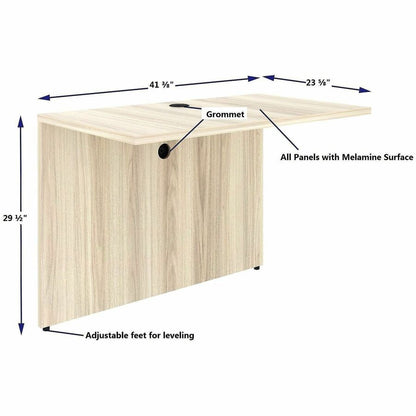 Lorell Essentials Rectangular Bridge, 1" Thickness Table Top, 29.5" Height x 42" Width x 24" Depth, Modern Elm (LLR66324)