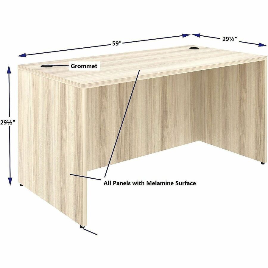 Lorell 66304 Essentials Retangular Desk Shell, Assembly Required, Modern Elm (LLR66304)