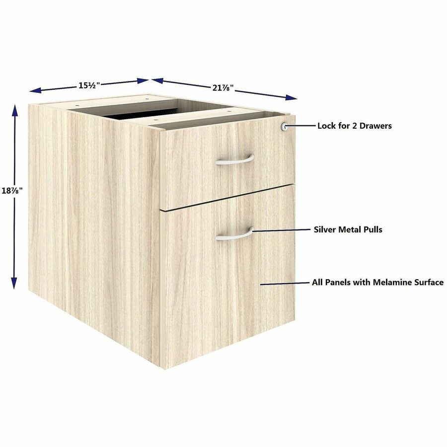 Lorell Essentials Fixed Hanging File Pedestal, 21" Height x 16" Width x 22" Depth, Modern Elm (LLR66330)
