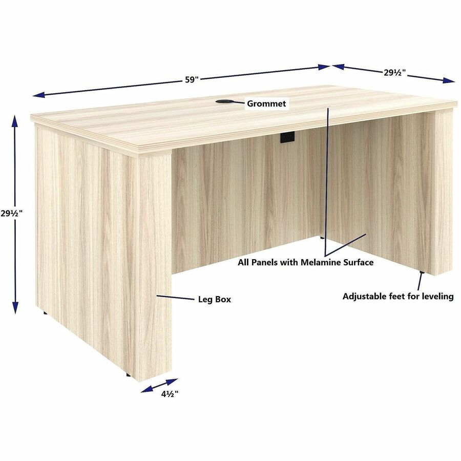 Lorell Essentials 60" Sit-to-Stand Desk Shell, 1" Thickness Table Top, 49" Height x 60" Width x 29" Depth, Modern Elm (LLR66308)