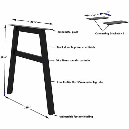Lorell 16288 Adjustable Table Leg Bases & Returns, Black (LLR16288)