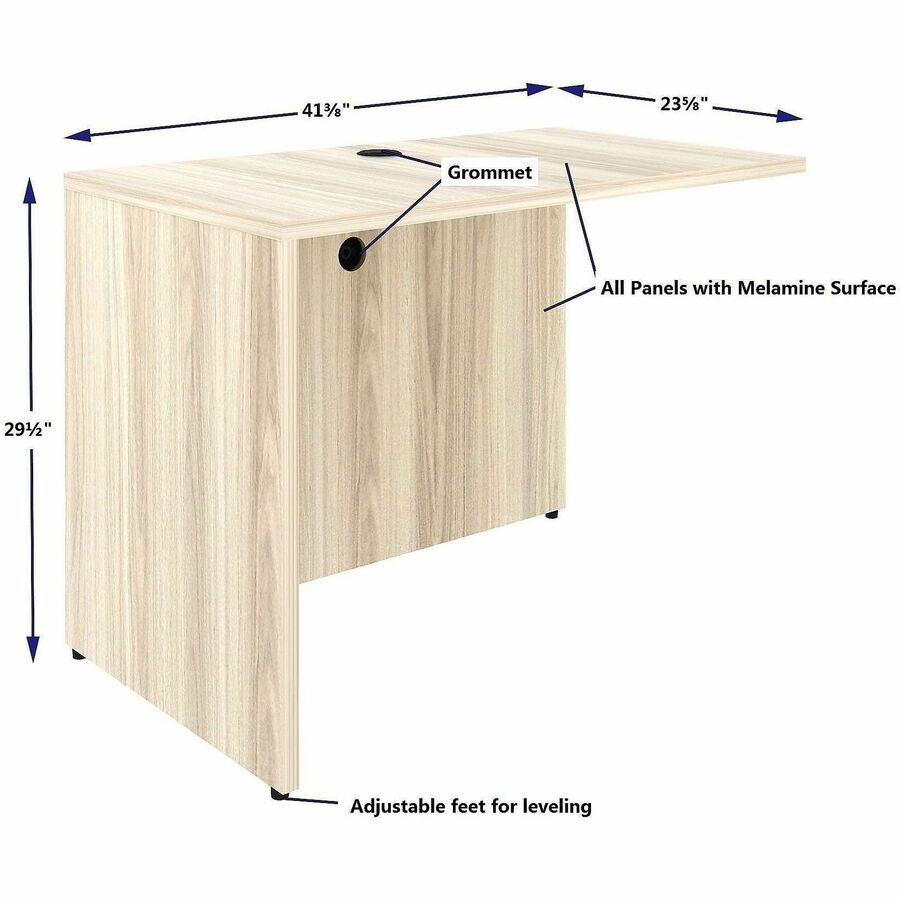 Lorell Essentials Rectangular Return Shell, 1" Thickness Table Top, 29.5" Height x 42" Width x 24" Depth, Modern Elm (LLR66321)