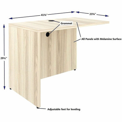 Lorell Essentials Rectangular Return Shell, 1" Thickness Table Top, 29.5" Height x 42" Width x 24" Depth, Modern Elm (LLR66321)