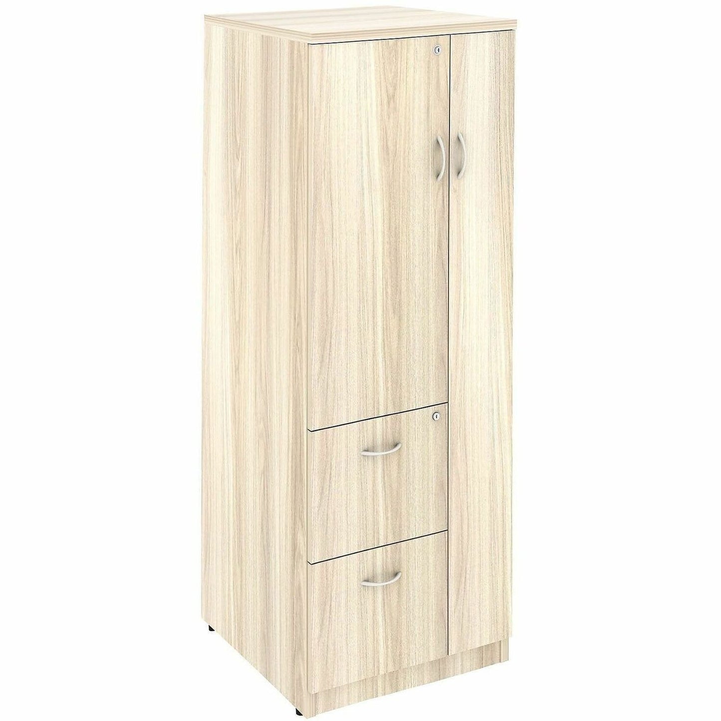 Lorell Essentials Tall Storage Cabinet, 23.6" Width x 65.6" Depth x 23.6" Height, 2 x Shelf(ves), 2 x Drawer(s), Modern Elm (LLR66338)