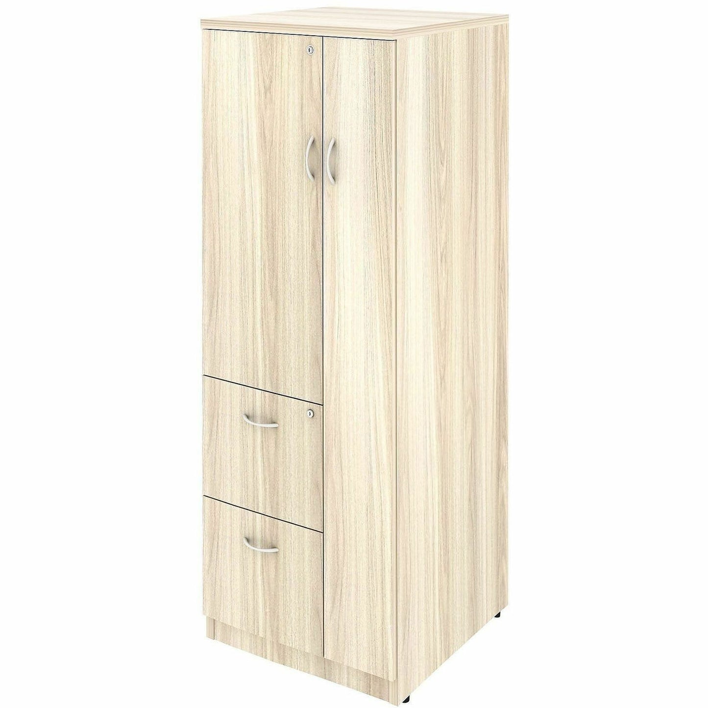 Lorell Essentials Tall Storage Cabinet, 23.6" Width x 65.6" Depth x 23.6" Height, 2 x Shelf(ves), 2 x Drawer(s), Modern Elm (LLR66338)