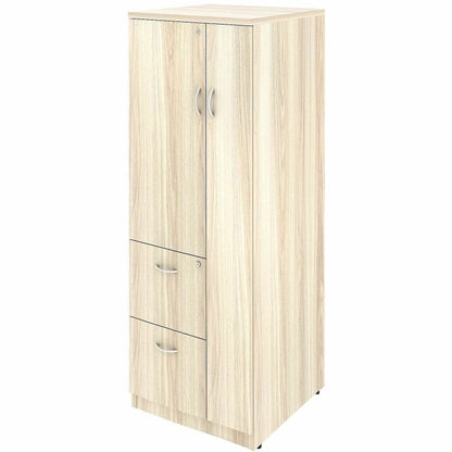 Lorell Essentials Tall Storage Cabinet, 23.6" Width x 65.6" Depth x 23.6" Height, 2 x Shelf(ves), 2 x Drawer(s), Modern Elm (LLR66338)