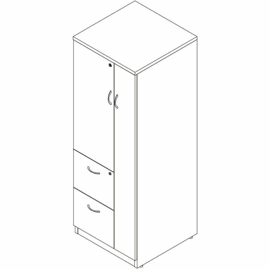 Lorell Essentials Tall Storage Cabinet, 23.6" Width x 65.6" Depth x 23.6" Height, 2 x Shelf(ves), 2 x Drawer(s), Modern Elm (LLR66338)