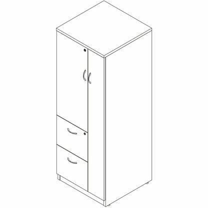 Lorell Essentials Tall Storage Cabinet, 23.6" Width x 65.6" Depth x 23.6" Height, 2 x Shelf(ves), 2 x Drawer(s), Modern Elm (LLR66338)