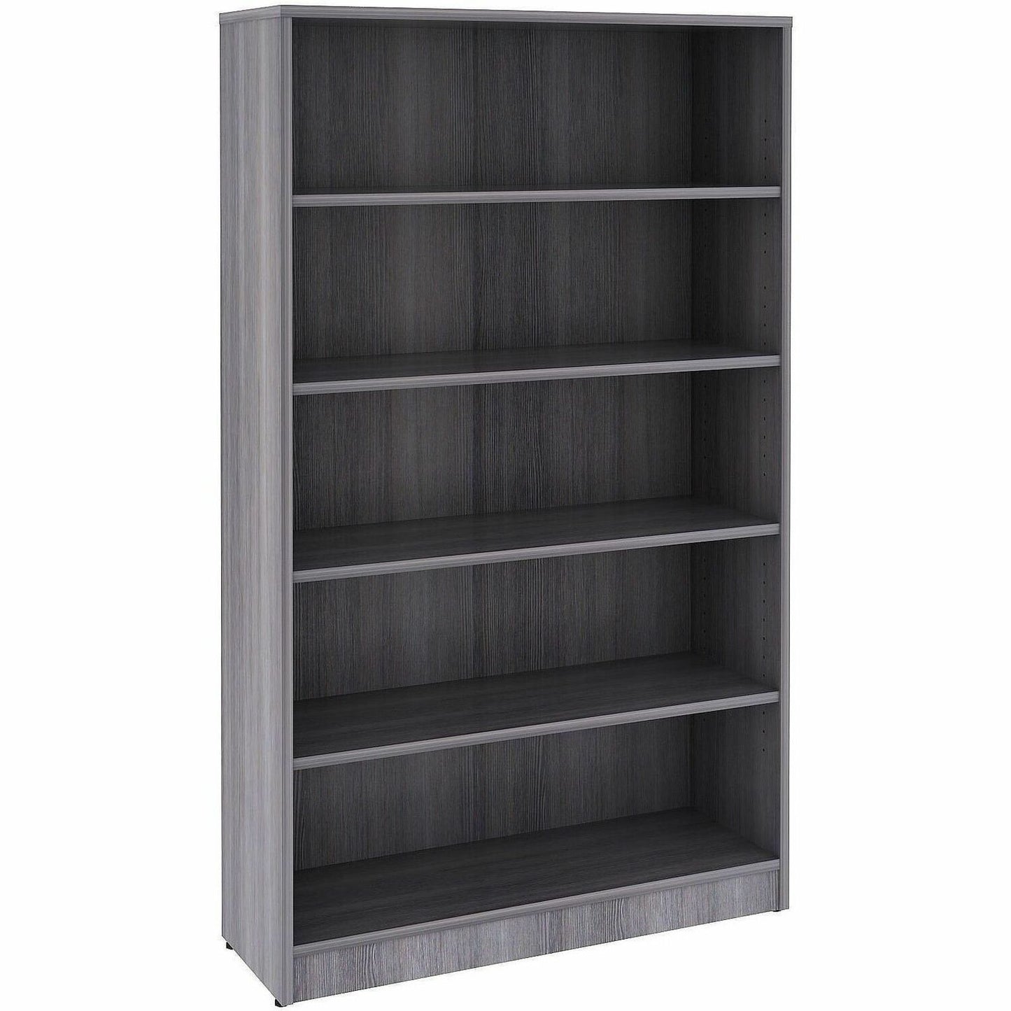 Lorell 5-Shelf Weathered Charcoal Laminate Bookcase, 36" Width x 12" Depth x 60" Height, Weathered Charcoal (LLR69631)
