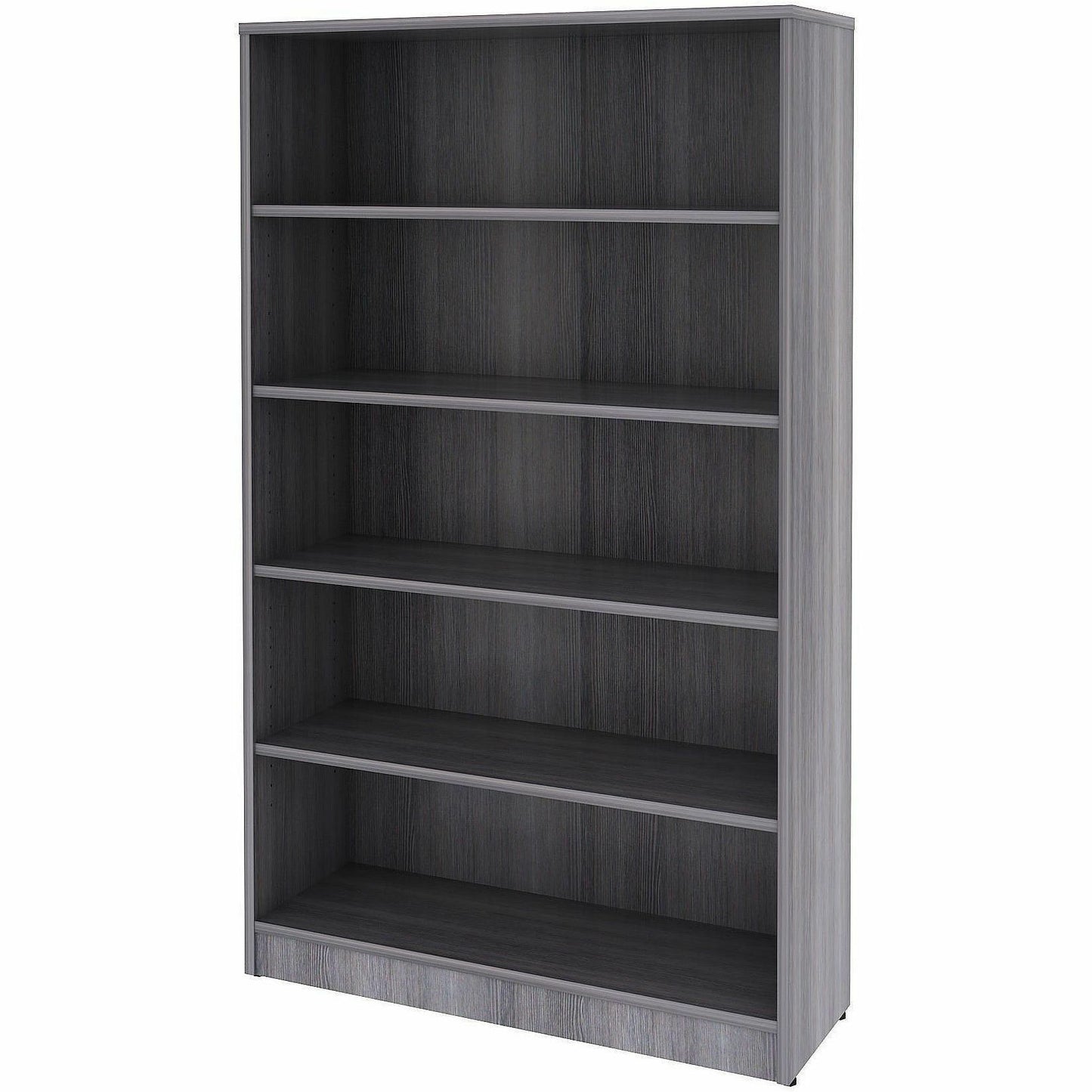 Lorell 5-Shelf Weathered Charcoal Laminate Bookcase, 36" Width x 12" Depth x 60" Height, Weathered Charcoal (LLR69631)