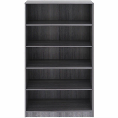 Lorell 5-Shelf Weathered Charcoal Laminate Bookcase, 36" Width x 12" Depth x 60" Height, Weathered Charcoal (LLR69631)