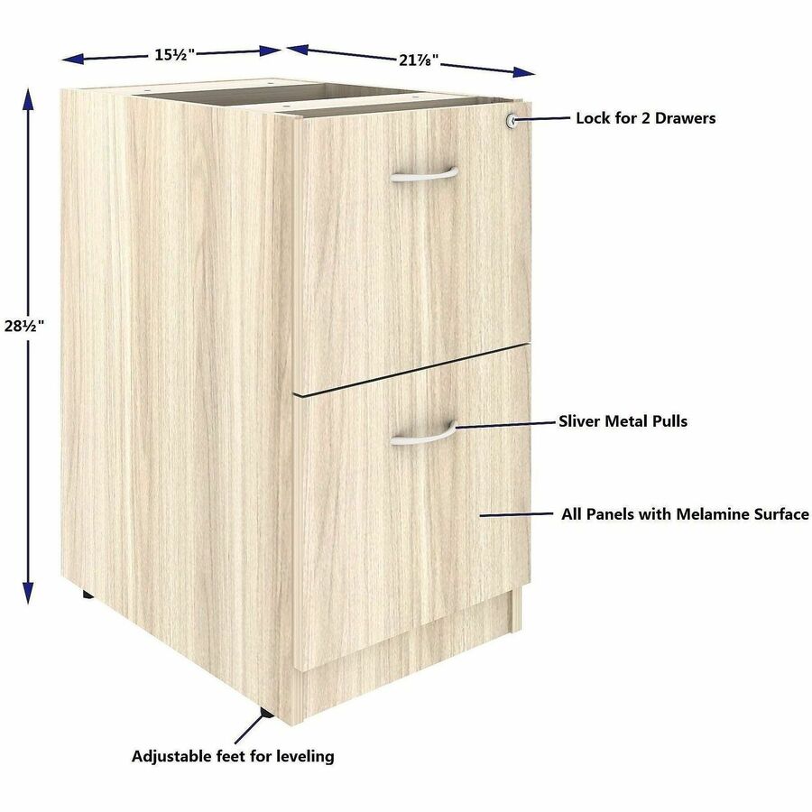 Lorell Essentials 2-Drawer Fixed Pedestal File Cabinet, Modern Elm (LLR66332)