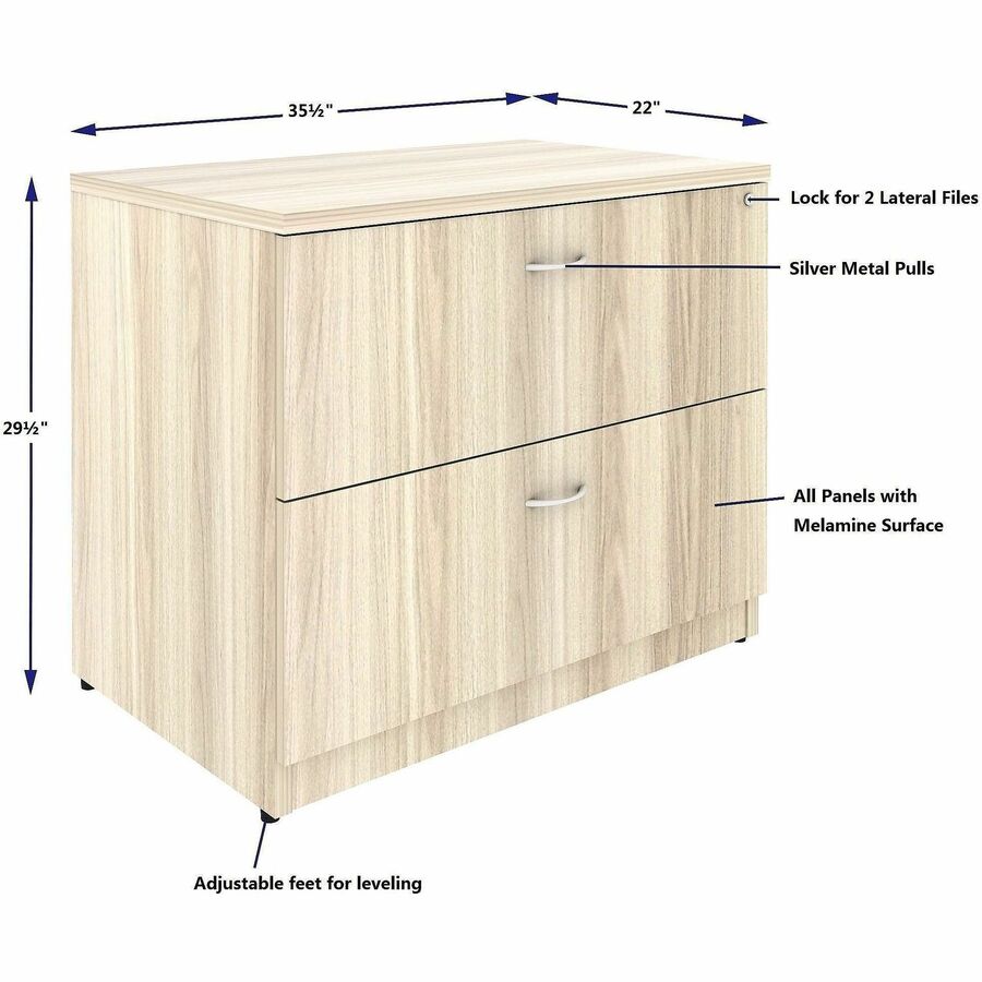 Lorell Essentials 2-Drawer Lateral File, Modern Elm (LLR66335)