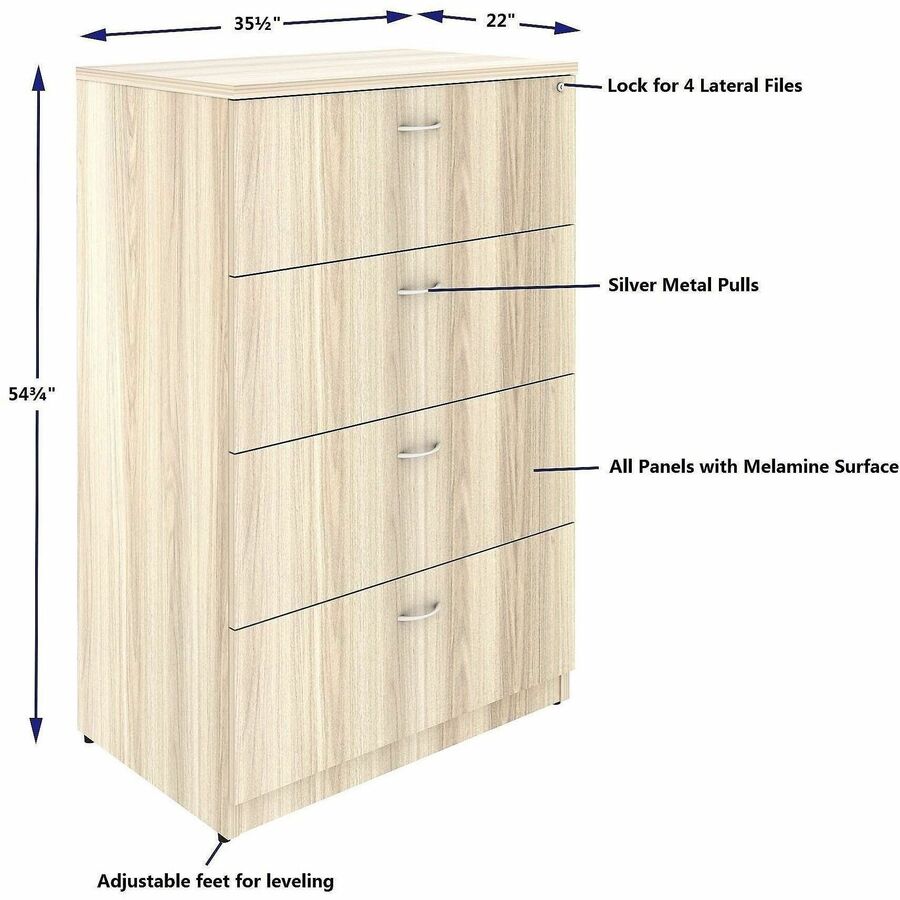 Lorell Essentials 4-Drawer Lateral File, Modern Elm (LLR66336)