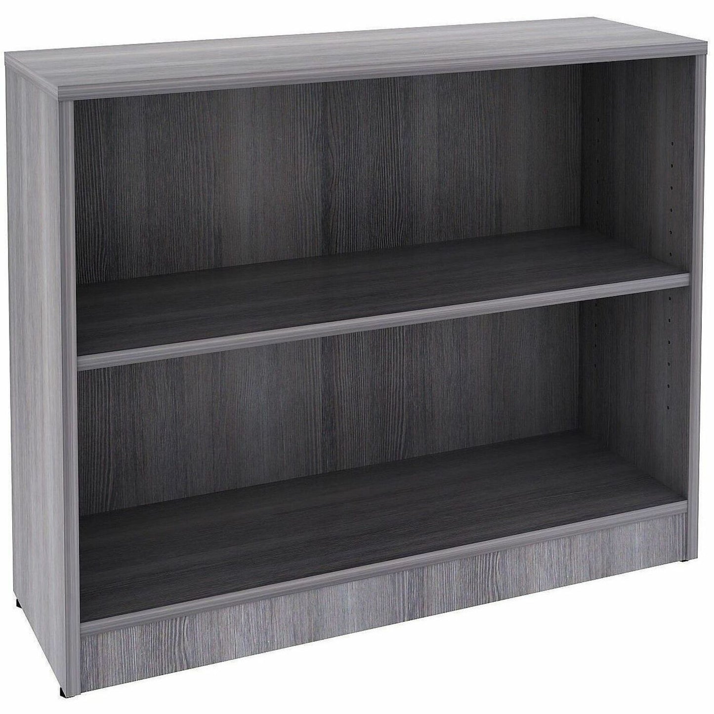 Lorell 2-Shelf Weathered Charcoal Laminate Bookcase, 36" Width x 12" Depth x 30" Height, Weathered Charcoal (LLR69630)