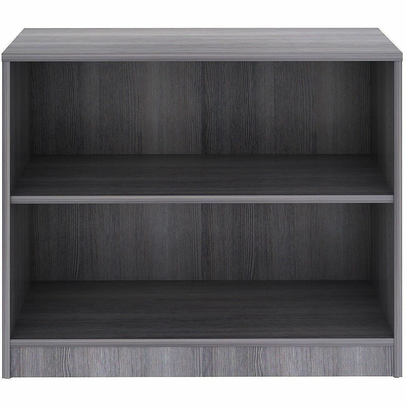 Lorell 2-Shelf Weathered Charcoal Laminate Bookcase, 36" Width x 12" Depth x 30" Height, Weathered Charcoal (LLR69630)
