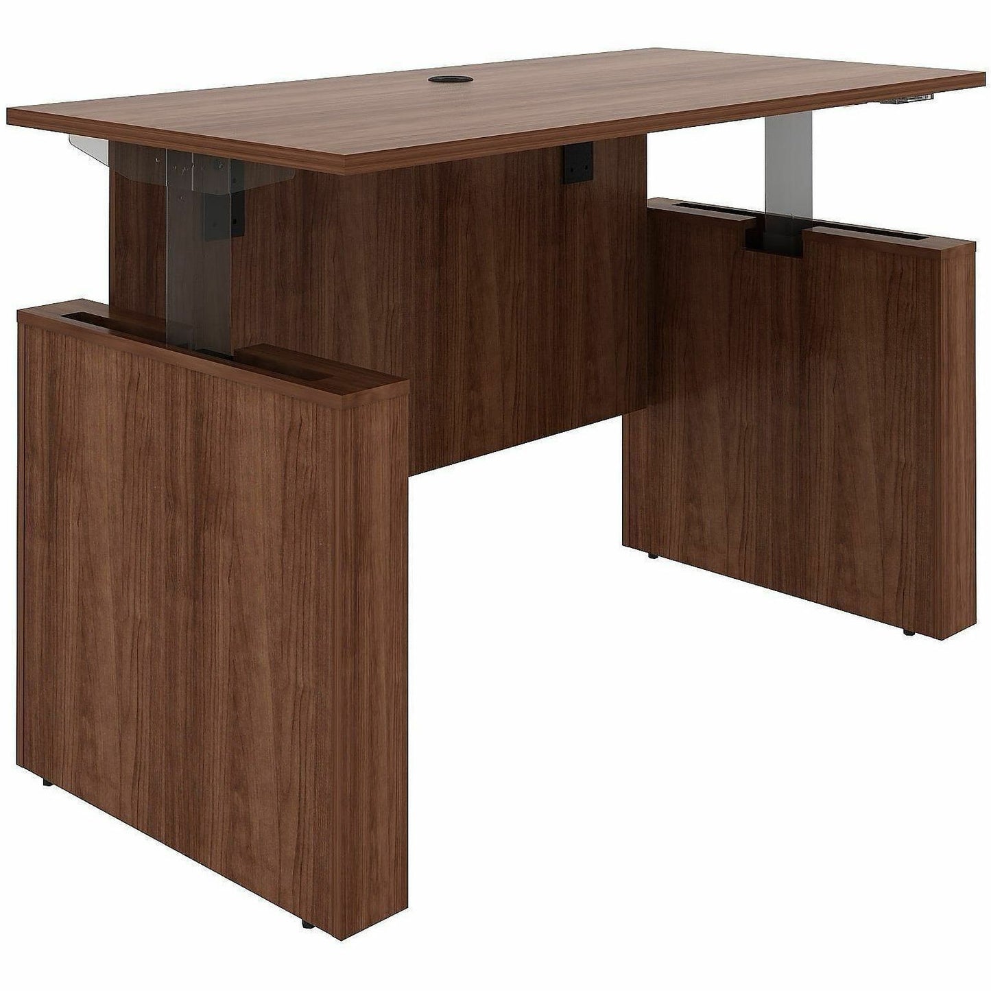 Lorell Essentials 60" Sit-to-Stand Desk Shell, 49" Height x 60" Width x 29" Depth, 1" Thickness Top, Walnut (LLR69640)