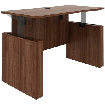 Lorell Essentials 60" Sit-to-Stand Desk Shell, 49" Height x 60" Width x 29" Depth, 1" Thickness Top, Walnut (LLR69640)
