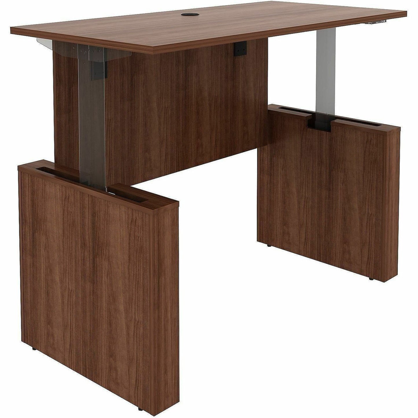 Lorell Essentials 60" Sit-to-Stand Desk Shell, 49" Height x 60" Width x 29" Depth, 1" Thickness Top, Walnut (LLR69640)