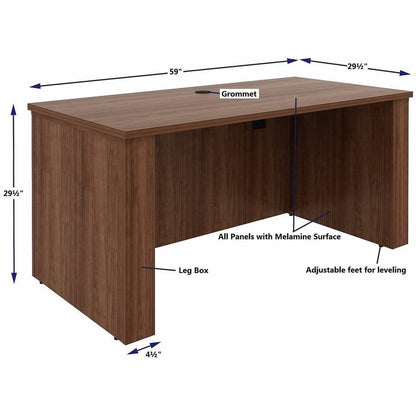 Lorell Essentials 60" Sit-to-Stand Desk Shell, 49" Height x 60" Width x 29" Depth, 1" Thickness Top, Walnut (LLR69640)