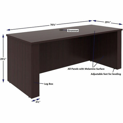 Lorell Essentials 72" Sit-to-Stand Desk Shell, 49" Height x 72" Width x 29" Depth, 1" Thickness Top, Espresso (LLR69643)