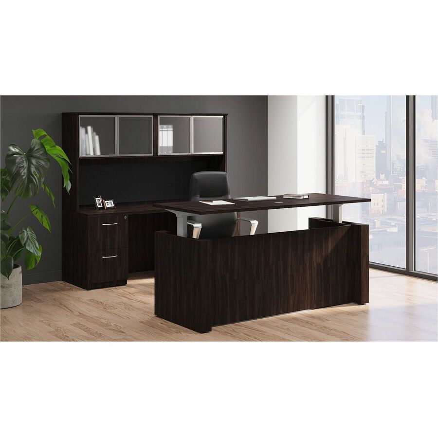 Lorell Essentials 72" Sit-to-Stand Desk Shell, 49" Height x 72" Width x 29" Depth, 1" Thickness Top, Espresso (LLR69643)