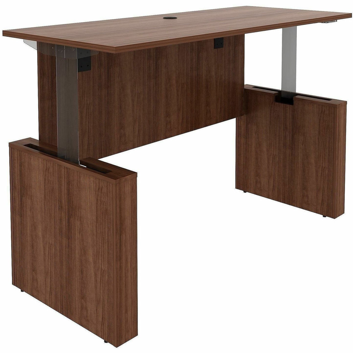 Lorell Essentials 72" Sit-to-Stand Desk Shell, 49" Height x 72" Width x 29" Depth, 1" Thickness Top, Finish: Walnut (LLR69642)