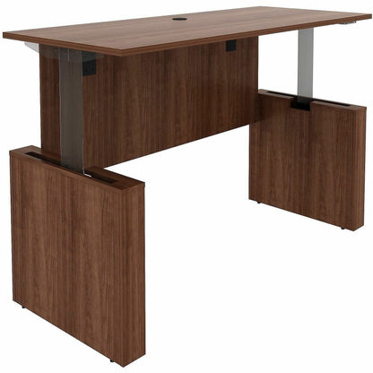 Lorell Essentials 72" Sit-to-Stand Desk Shell, 49" Height x 72" Width x 29" Depth, 1" Thickness Top, Finish: Walnut (LLR69642)