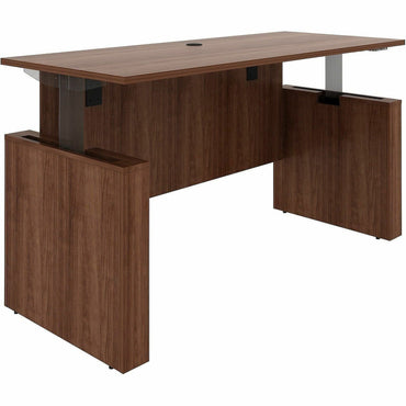 Lorell Essentials 72" Sit-to-Stand Desk Shell, 49" Height x 72" Width x 29" Depth, 1" Thickness Top, Finish: Walnut (LLR69642)