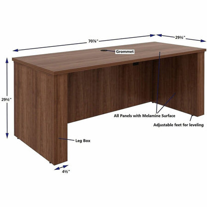 Lorell Essentials 72" Sit-to-Stand Desk Shell, 49" Height x 72" Width x 29" Depth, 1" Thickness Top, Finish: Walnut (LLR69642)
