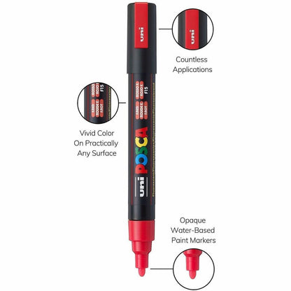 POSCA PC-5M WaterBased Paint Marker, Assorted Ink, Erasable, Washable, Water Based, Multipurpose, 4/Pack (UBC319392000)