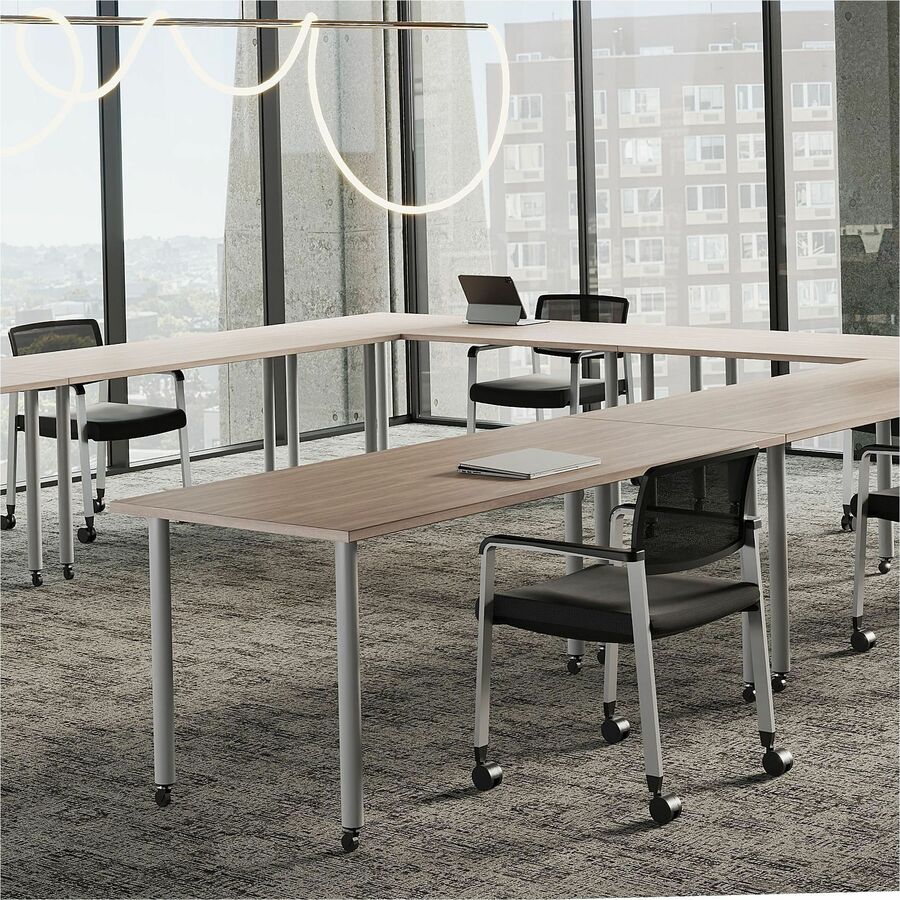 Lorell 60" x 23.6" Modern Elm/Black Flip-Up Training Table (LLR66376)