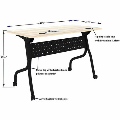 Lorell 48" x 23.6" Modern Elm/Black Flip-Up Training Table (LLR66377)